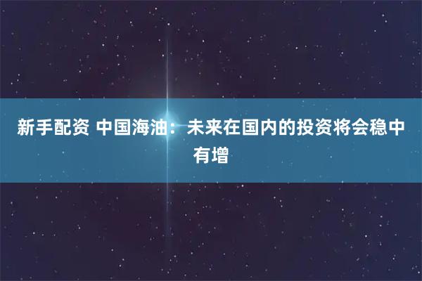 新手配资 中国海油：未来在国内的投资将会稳中有增